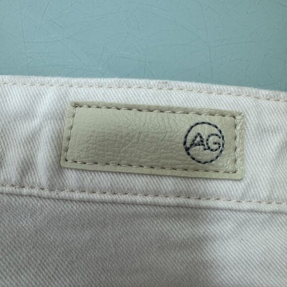 AG Adriano Goldschmied Farrah Boot Crop Jeans 32 High Rise Cream White Wide Leg - Picture 11 of 13